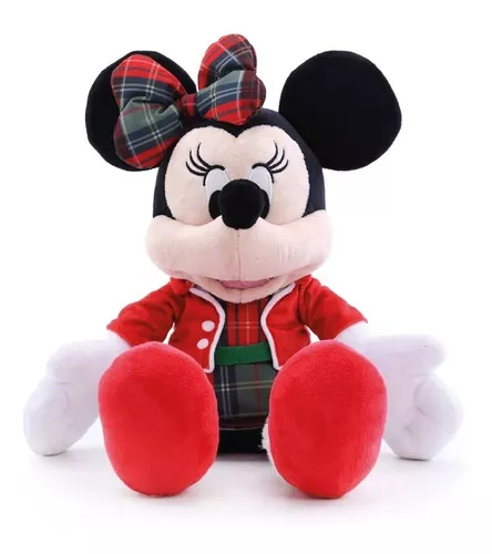 Minnie com Roupa Xadrez - Vermelho/Preto/Branco - 33cm - 1 unidade