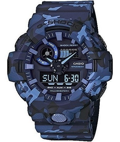 Casio Ga700cm-2a G-shock Reloj Para Hombre Blue Camo 53.4mm 