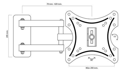Imagen 2 de 2 de Soporte Shirka SK-481 de pared para TV/Monitor de 14" a 43" negro