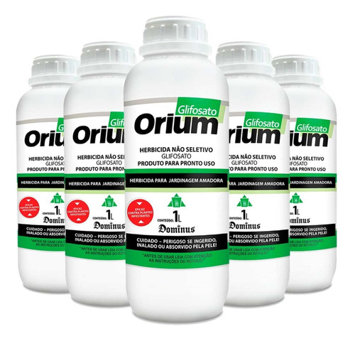 5x Glifosato Orium Herbicida Jardinagem Amador Pronto Uso 1l