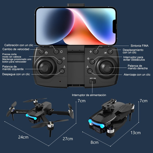 Drone Xt204 De Motor Doble Sin Escobillas 4k Hd/4 Baterías