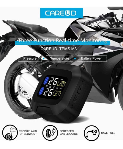 Imagen 4 de 6 de Tpms Moto Careud Sensor Presión Neumatico Wireless Externo