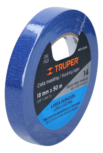 Cinta Masking Tape Azul De 3/4inx50m Para Pintor Truper