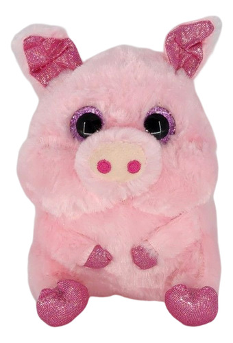 Pelúcia Porco Rosa com olhos grandes Porco Zóiúdo S2 Toys  Animais Olhos grandes e brilhantes glitter tamanho pequeno