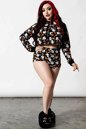 Pijama Killstar Croptop Manga Larga Estilo Halloween