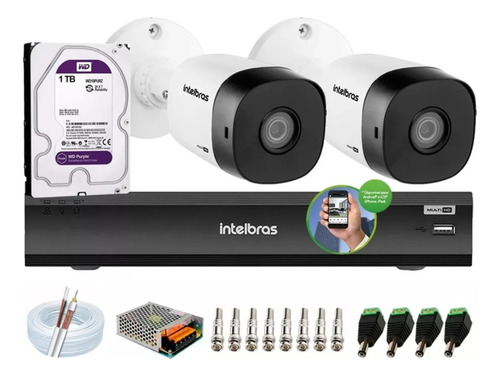 Kit Intelbras 2 Cam Vhl 1220b Full Hd,dvr Imhdx 3008 C/1tb