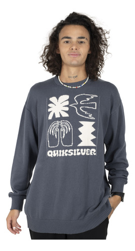 Sweater Quiksilver Dowally Hombre Moda Azul