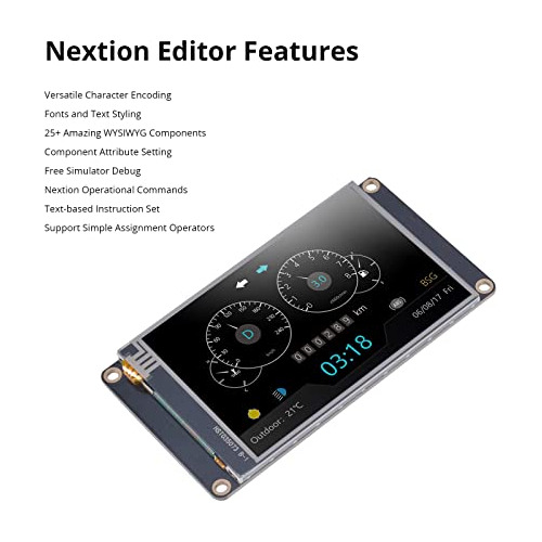 Módulo De Pantalla Hmi Mejorado Nextion 3.5 Nx4832k035 Resis