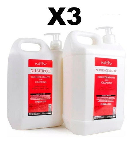 3 Kits Shampoo + Balsam Biohidratante Con Creatina Nov 