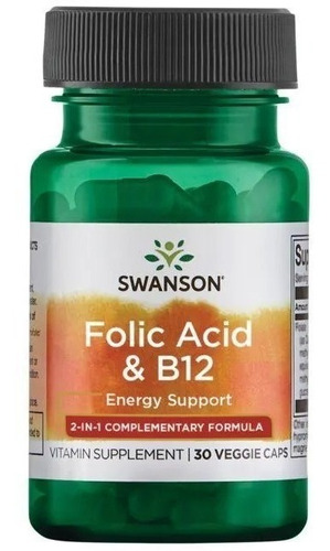 Swanson | Acido Folico & B12 I 30capsulas I Importado