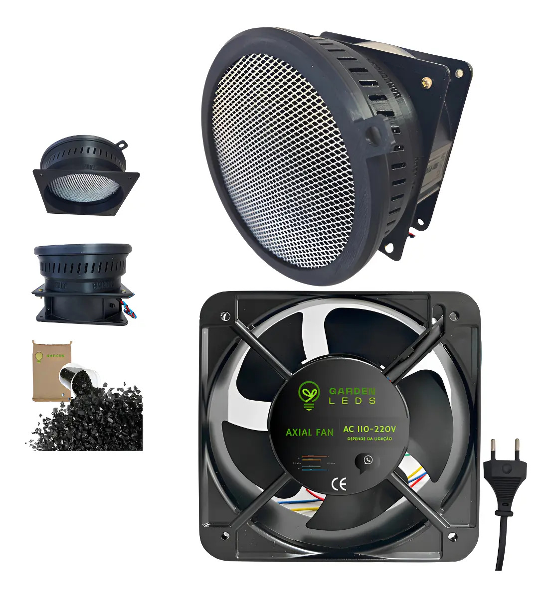 Kit 120mm Exaustor + Filtro Carvão Ativado Odor Grow Indoor Cor 220v