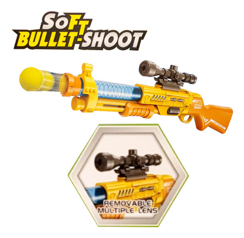 Rifle Bazooka Con Mira Lanza Pelotas Soft Juguete Niños