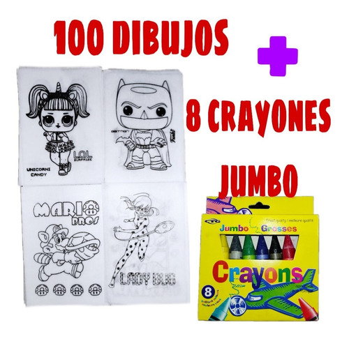 100 Dibujos Pellon Chico + 8 Crayones Jumbo | MercadoLibre