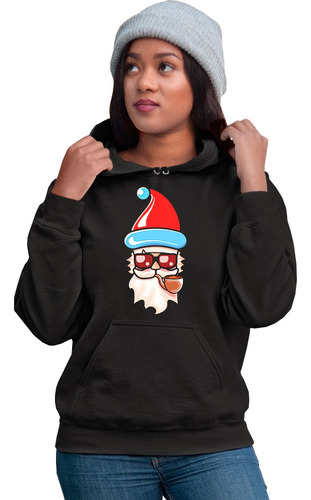 Sudadera Negra De Navidad De Santa Claus Con Pipa Promo