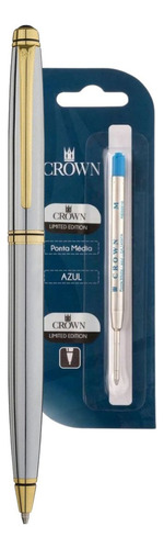 Caneta Crown Orient Esferográfica Yw19450-s Carga Extra Cor Da Tinta Azul Cor Do Exterior Prata
