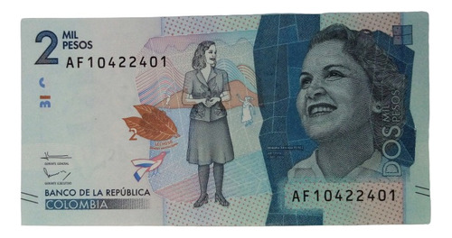 Billete 2000 Pesos Serial Radar Af10422401 02/jul/2016 Unc