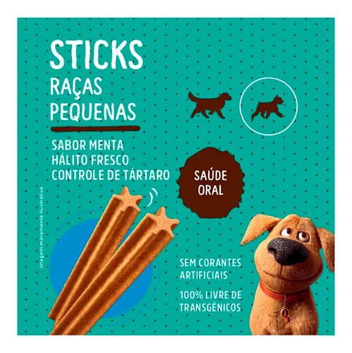 Kit 3 Snack Quatree Sticks Para Cães Raças Pequena Menta 60g