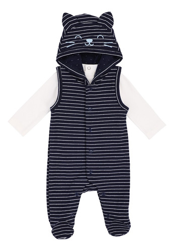 Conjunto Mondo Bambino Overol Y Pañalero Para Bebé Niño Azul Marino 6 M