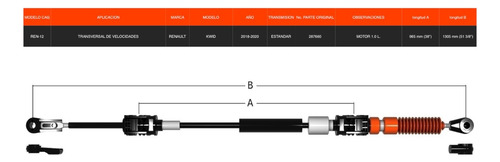Cable Renault Kwid De Velocidades Transmisión Estándar 18-20