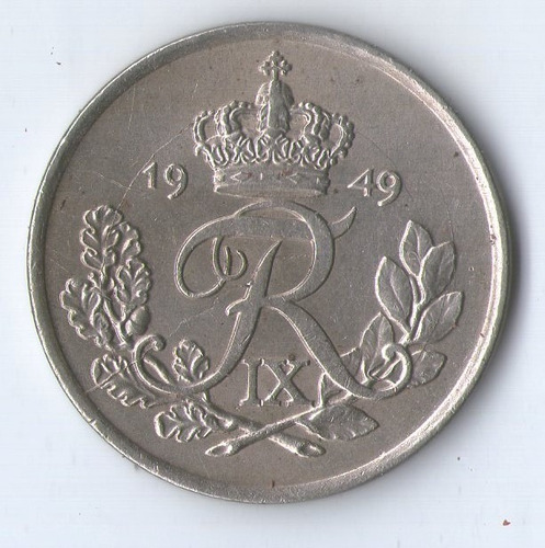 Moneda De Dinamarca 25 Ore 1949