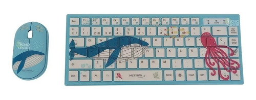 Combo Teclado Y Mouse Inalambrico Netmak Kids Nm-kb401-b