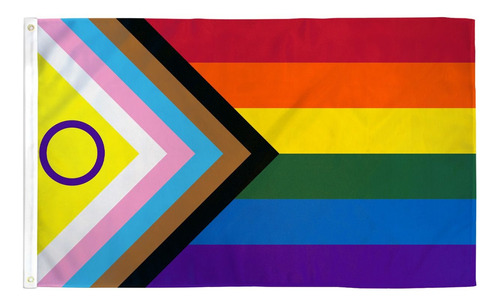 Bandera Gay Lgbt Inclusivo 45cm X 30cm Con Soporte Plástico