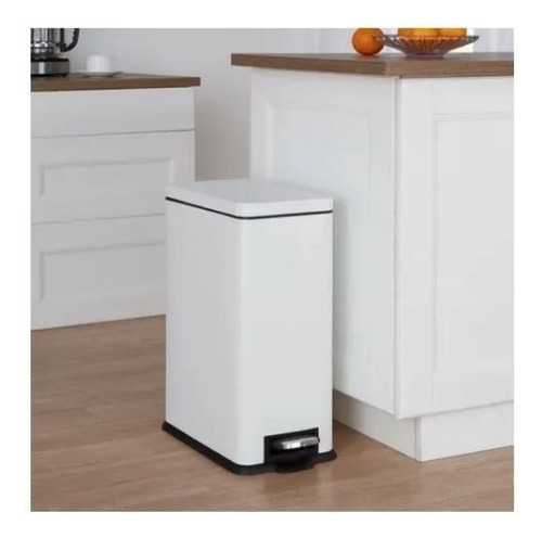 Bote De Basura Rectangular Acero Inoxidable 5l Blanco Mate