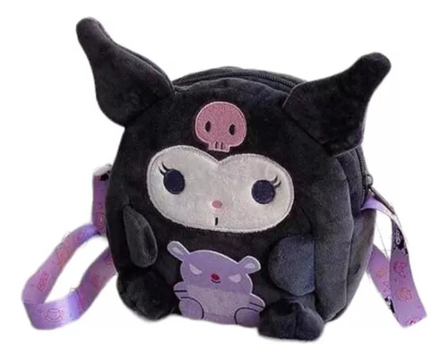 Bolso Cartera Kuromi Negro Felpa Niña De Hello Kitty 