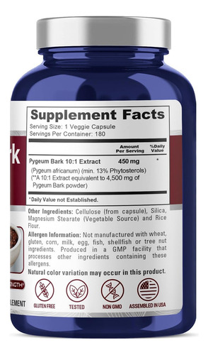 Suplemento En Cápsula Nusapure Suplemento Pygeum Bark X 0g