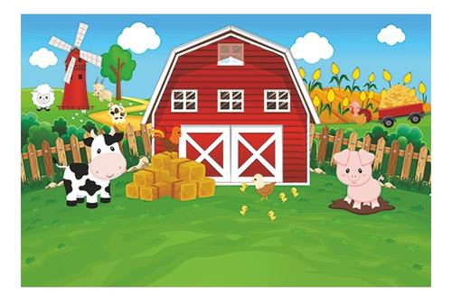 Painel De Festa Infantil Fazendinha Menino 2.00m X 1.40m Cor Colorido Personagem Temas Variados