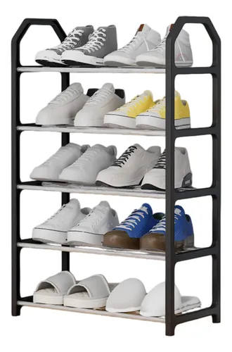 Sapateiras 8 Pares Sapatos Pequena Para Entrada Da Porta Sapateira Preta De Cinco Níveis