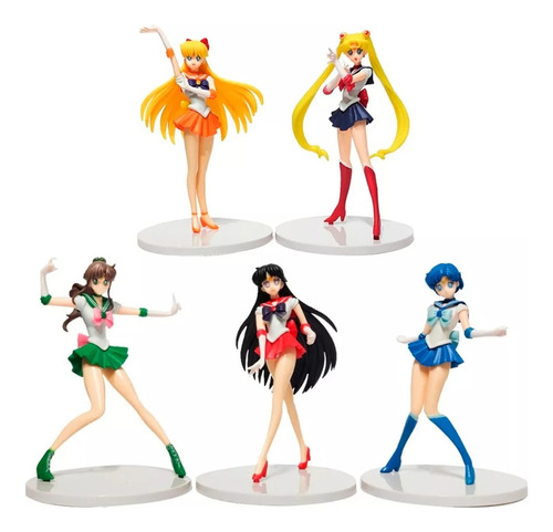 Sailor Moon Set Figuras 5 Pzs Serena Mercurio Marte Jupiter