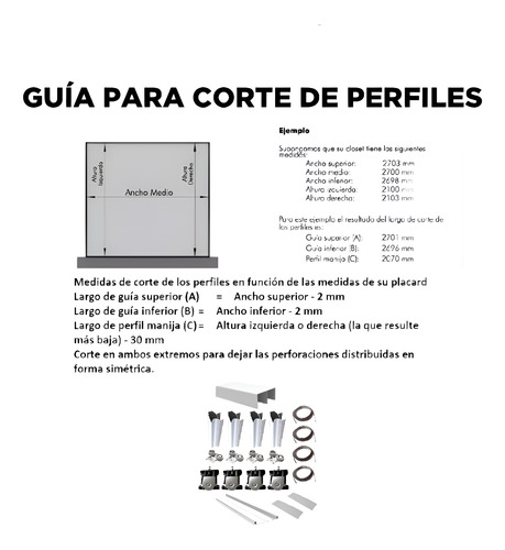 Kit Frente De Placard Aluminio Classic Grupo Euro 3m