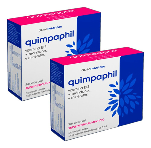 Quimpaphil 2 Cajas Con 10 Ampolletas De 5ml C/u Vitamina B12