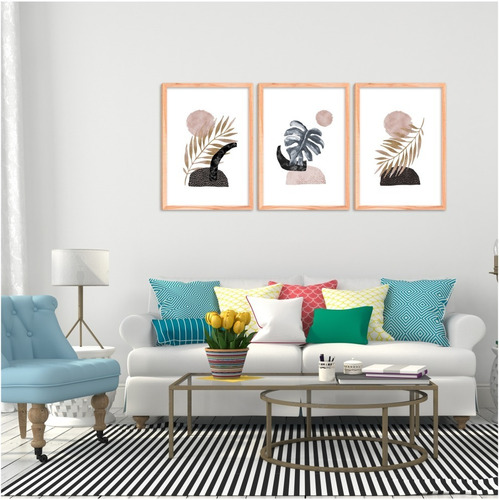 Quadros Decorativos Moldura Quarto Sala Folhas Minimalistas