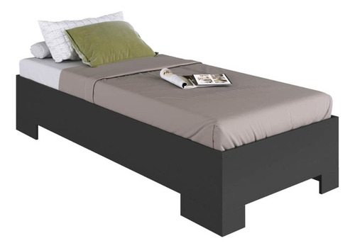 Cama Solteiro Box Com Estrado Cx1080 190x80cm Grafite