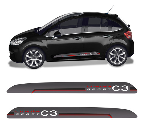 Faixa Adesiva Lateral Sport Citroen C3 2013/2019 Grafite