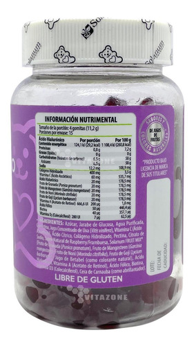 Imagen 3 de 7 de Colágeno + Biotina Y Ácido Hialurónico 60 Gomitas Belabear.