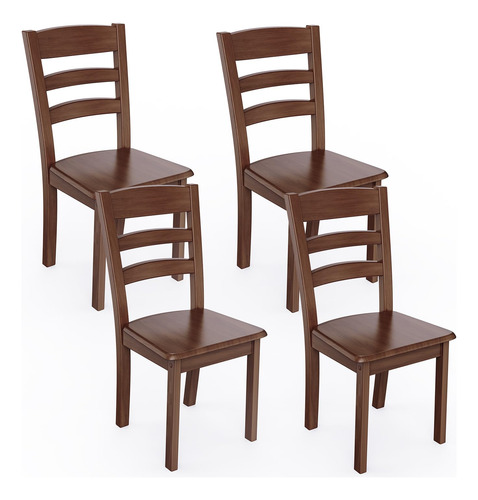 Mordeer Juego De 4 Sillas De Mesa De Cocina De Madera Maciza Diseño De La Tela Color De La Estructura De La Silla Color Del Asiento