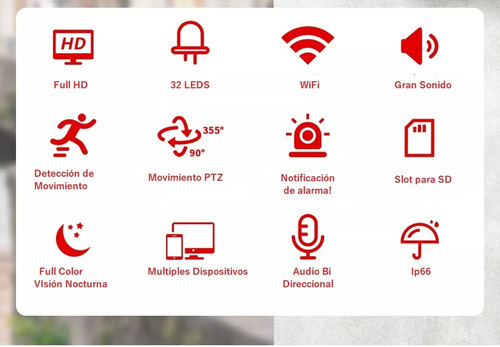 Imagen 3 de 10 de Camara Exterior Wifi Seguridad Ptz Audio Fhd + Sirena Alerta