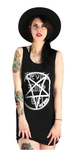 Vestido Tirante Pentagrama Devil Pagan Goth Punk Rock Kawaii