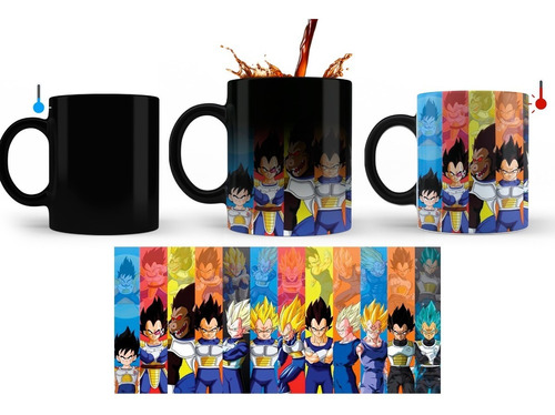 Taza Mágica Vegeta Todas Sus Trasformaciones, Dragon Ball