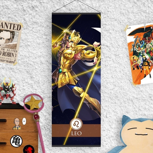 Imagen 1 de 2 de Lona Caballeros Del Zodiaco Armadura Dorada Leo Aiolia