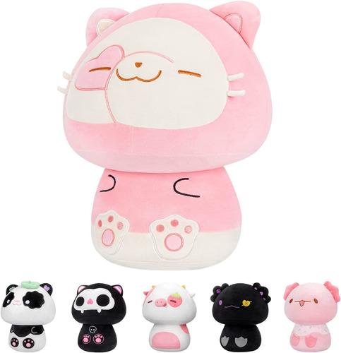 Peluches Gato Rosa De Felpa De Hongo De 14 Pulgadas