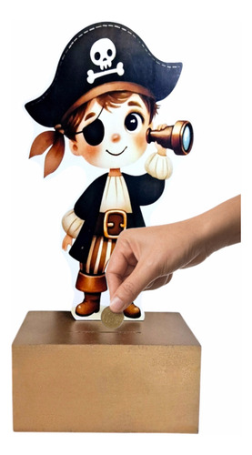 Alcancia Centro De Mesa O Recuerdo Pirata Fiesta Pirata Dorado
