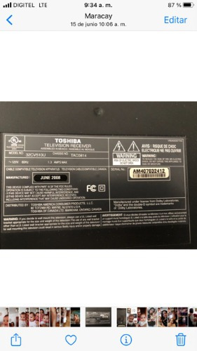 Imagen 1 de 3 de Televisor Lcd Toshiba 32
