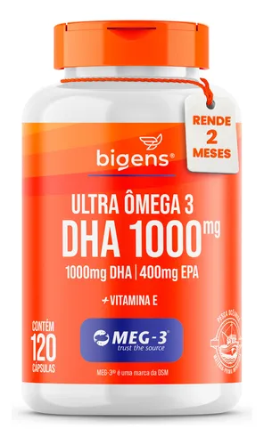 Ultra Ômega 3 Meg-3® Dha 1000mg + Epa 400mg 120 Cáps Bigens Sabor...