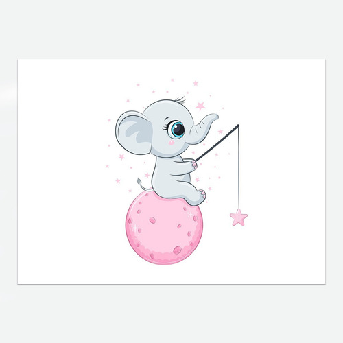 Imagem 6 de 6 de 4 Quadros Mdf Decorativas Quarto Do Bebê: Elefante 19 X 13cm