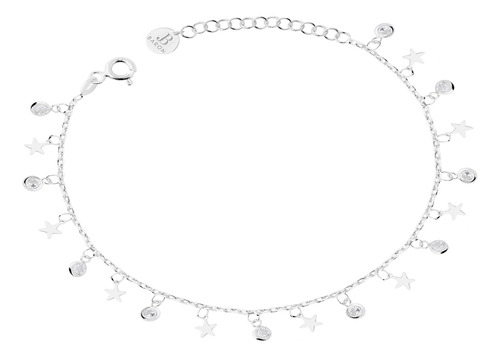 Pulsera De Plata Esterlina 925 Gotas Y Estrellas