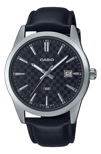 Reloj Casio Mtp-vd03l-1audf Core Mens Correa y Fondo Color Negro Bisel Color Gris